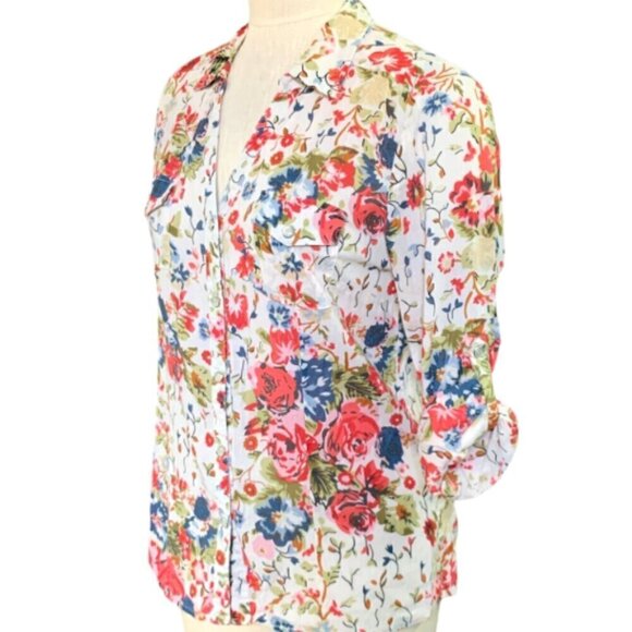 WD NY Cotton Western Floral Snap-Front Shirt Sz L #3F - Picture 3 of 8